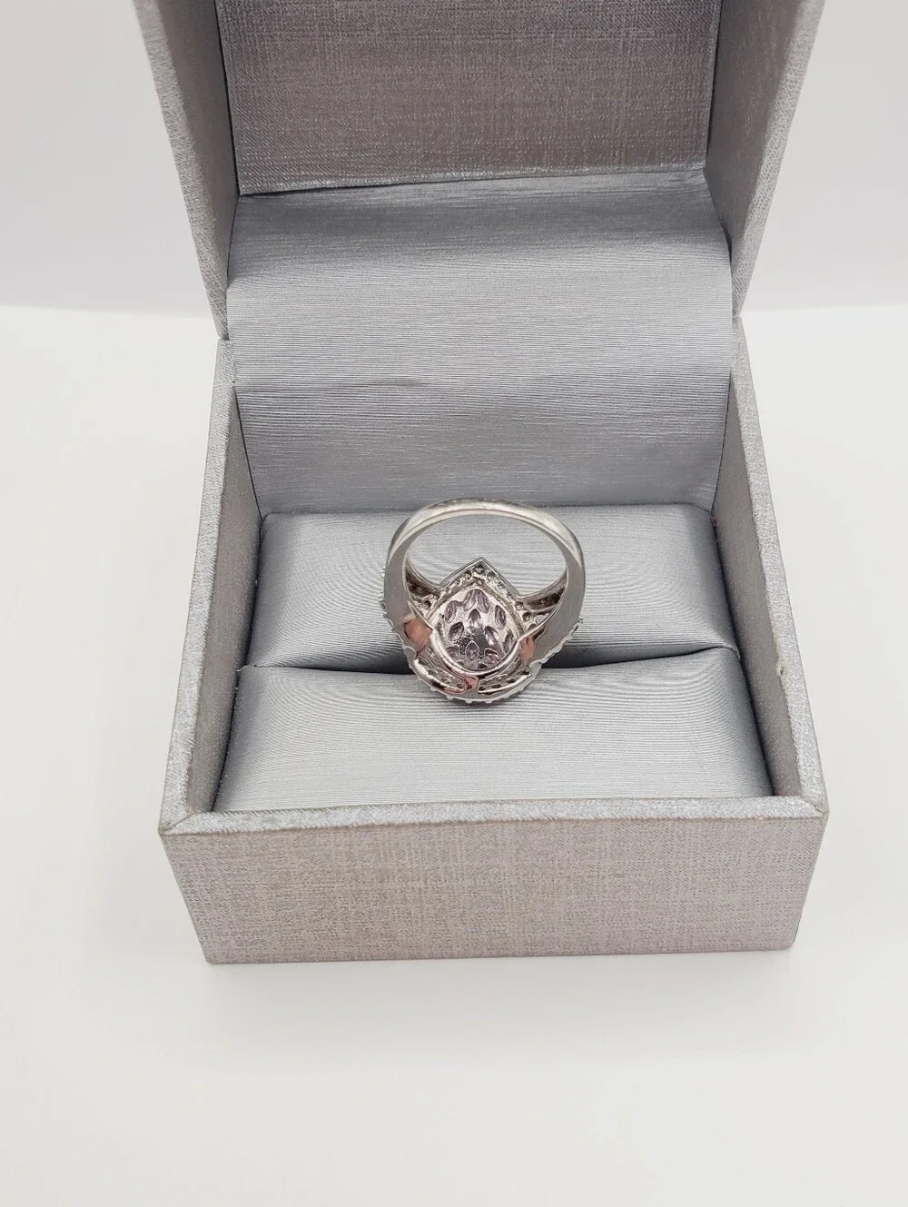 Pink Ice Teardrop Cluster Halo Ring - 925 Sterling Silver